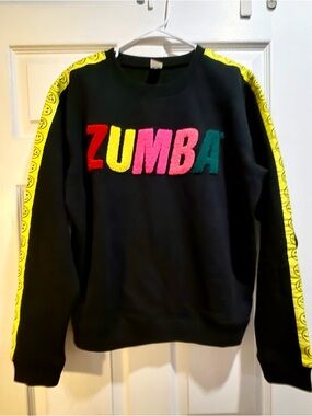 Zumba Black Sweatshirt with Colorful Chenille Logo.. so soft, great fit